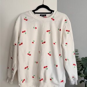 Cherry Patterned White Sweatshirt